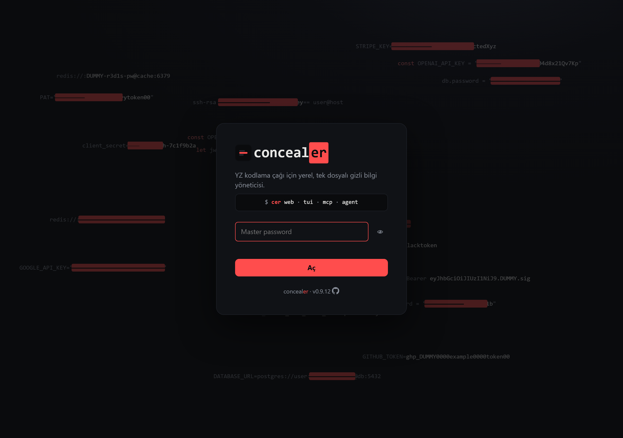 concealer web UI on Windows — unlock